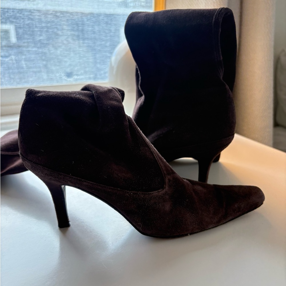 Stuart Weitzman Black Suede Heeled Boots - Picture 5 of 5